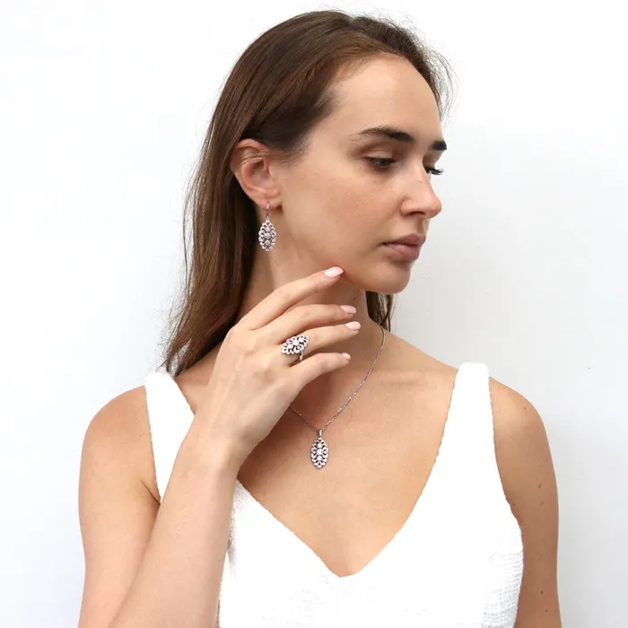 BERRICLE Navette Art Deco CZ Necklace in Sterling Silver Necklaces
