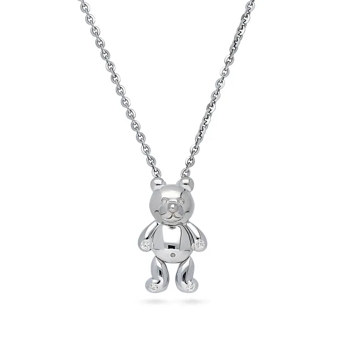BERRICLE Necklaces Bear CZ Pendant Necklace in Sterling Silver