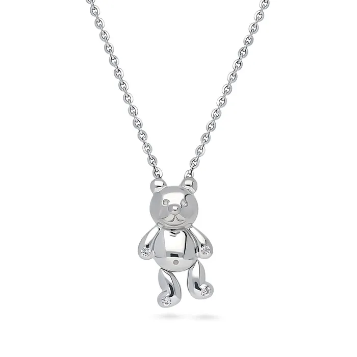 BERRICLE Necklaces Bear CZ Pendant Necklace in Sterling Silver