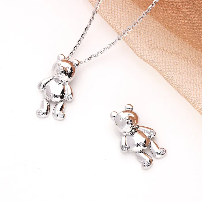 BERRICLE Necklaces Bear CZ Pendant Necklace in Sterling Silver