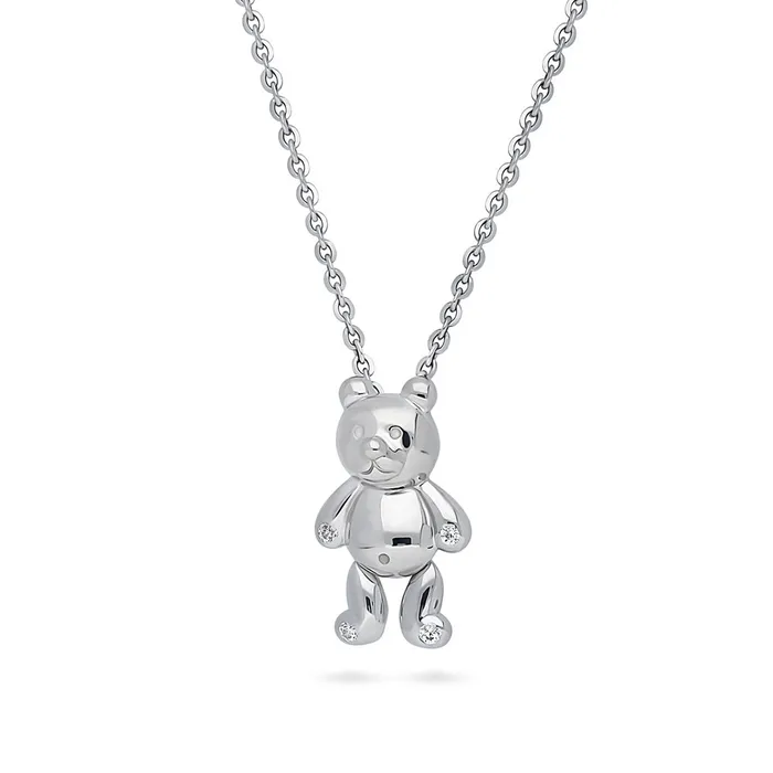 BERRICLE Necklaces Bear CZ Pendant Necklace in Sterling Silver