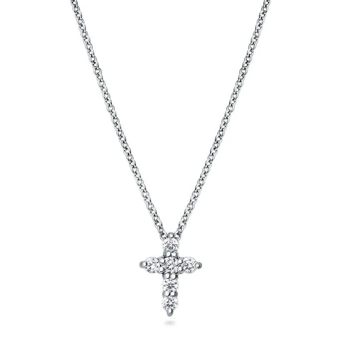 BERRICLE Necklaces Cross CZ Necklace and Earrings in Sterling Silver