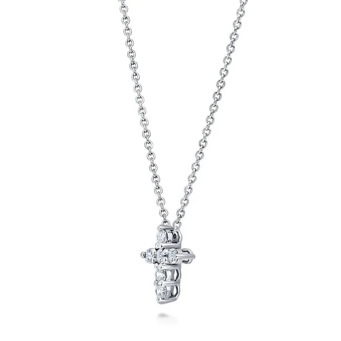 BERRICLE Necklaces Cross CZ Necklace and Earrings in Sterling Silver