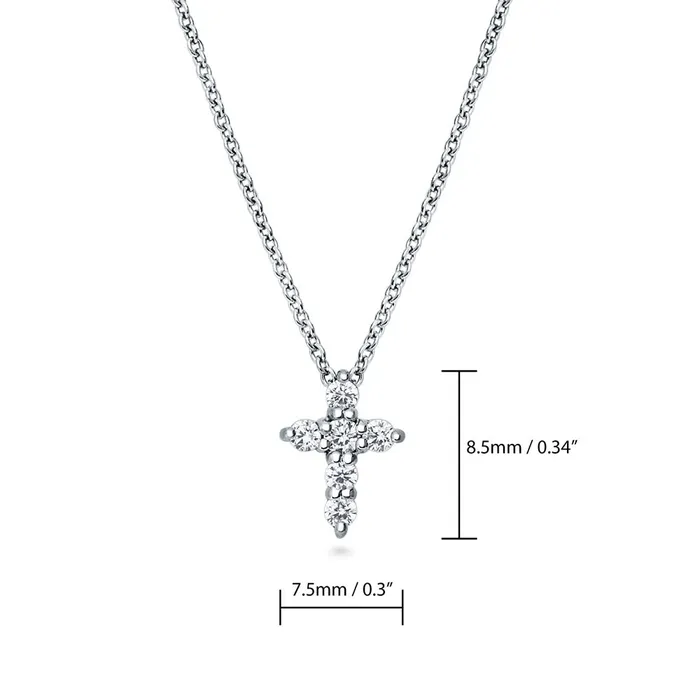 BERRICLE Necklaces Cross CZ Necklace and Earrings in Sterling Silver