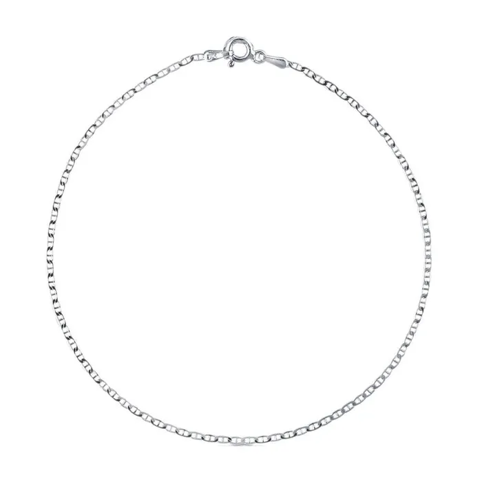 BERRICLE Necklaces Flat Marina Chain Anklet in Sterling Silver