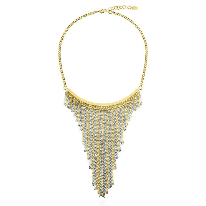 BERRICLE Necklaces Fringe Statement Necklace in 2Tone