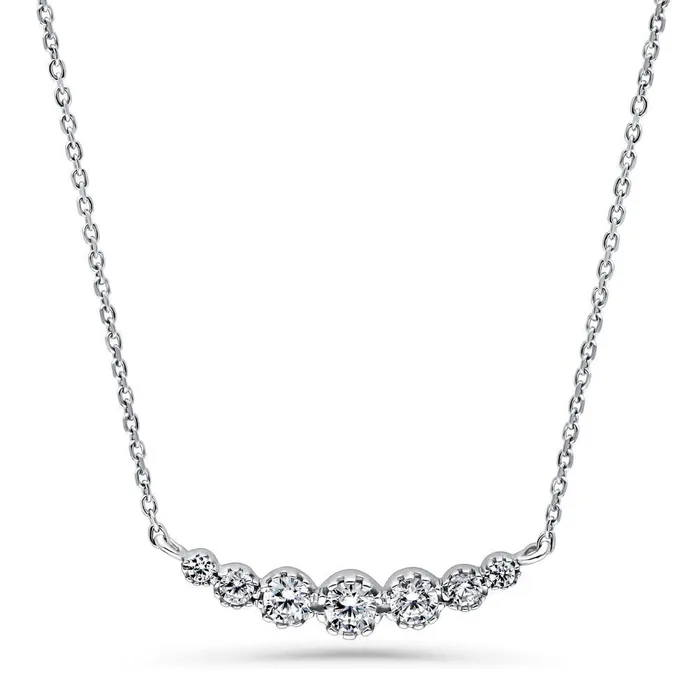 BERRICLE Necklaces Graduated Bubble CZ Necklace in Sterling Silver