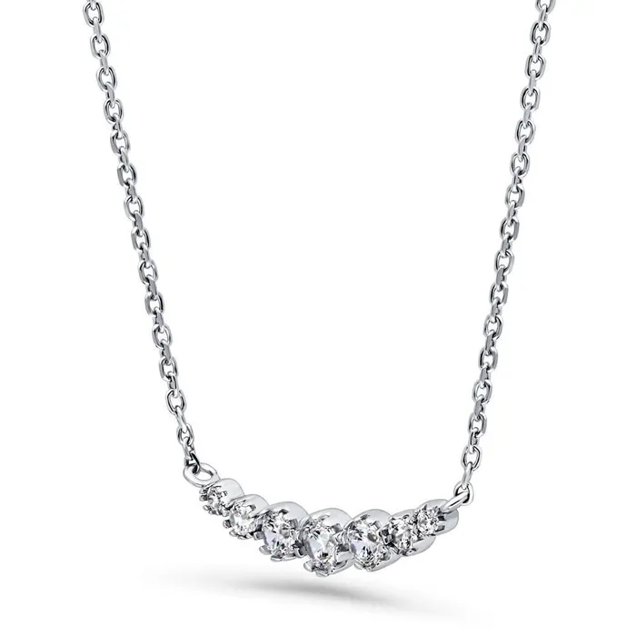 BERRICLE Necklaces Graduated Bubble CZ Necklace in Sterling Silver