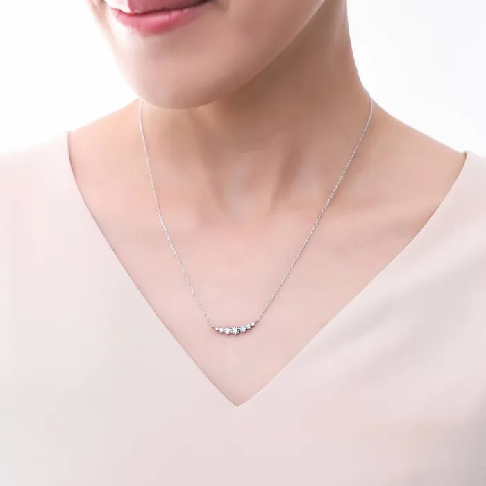BERRICLE Necklaces Graduated Bubble CZ Necklace in Sterling Silver