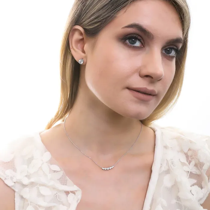 BERRICLE Necklaces Graduated Bubble CZ Necklace in Sterling Silver