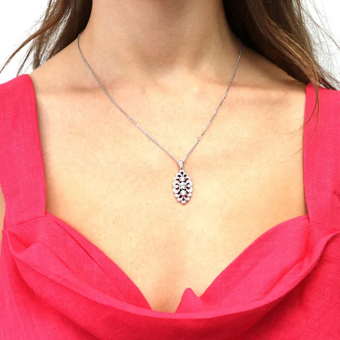 BERRICLE Necklaces Navette Art Deco CZ Necklace in Sterling Silver