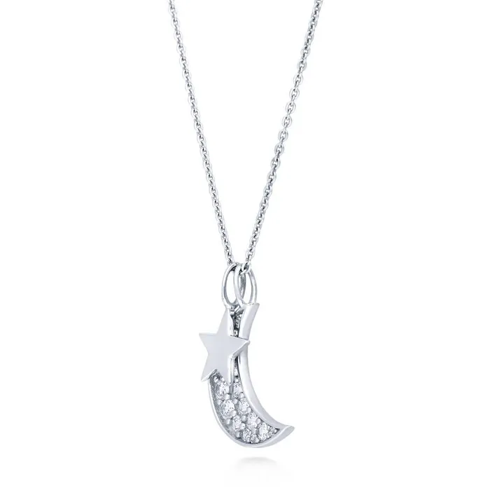 BERRICLE Necklaces Star Moon CZ Necklace in Sterling Silver