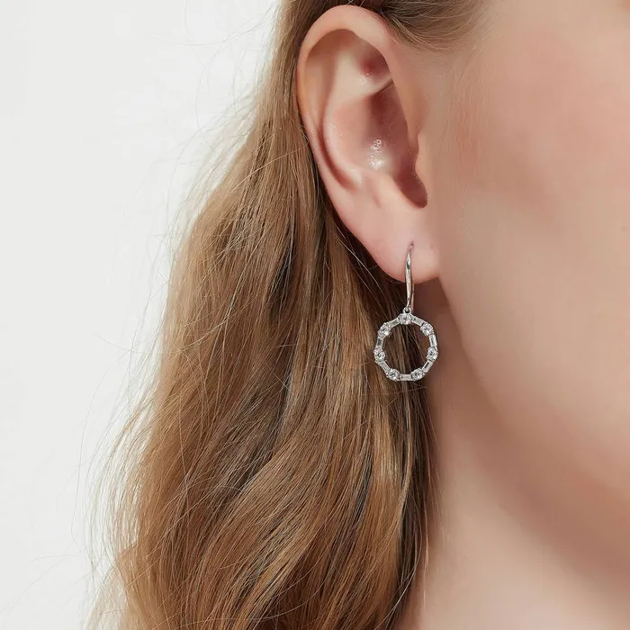 BERRICLE Open Circle CZ Necklace and Earrings in Sterling Silver Necklaces