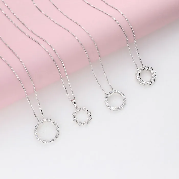 BERRICLE Open Circle CZ Necklace and Earrings in Sterling Silver Necklaces