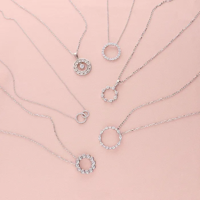 BERRICLE Open Circle CZ Necklace and Earrings in Sterling Silver Necklaces