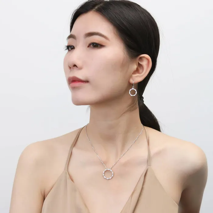 BERRICLE Open Circle CZ Necklace and Earrings in Sterling Silver Necklaces