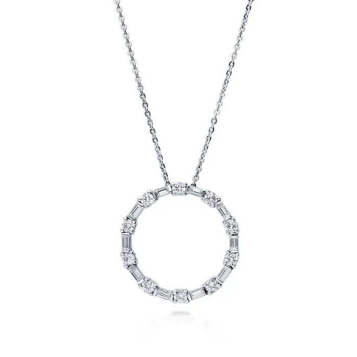 BERRICLE Open Circle CZ Necklace and Earrings in Sterling Silver Necklaces