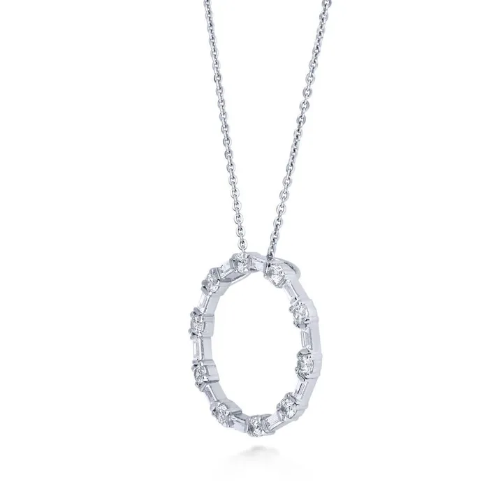 BERRICLE Open Circle CZ Necklace and Earrings in Sterling Silver Necklaces