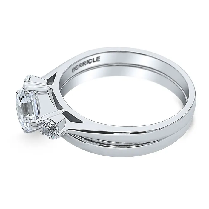 BERRICLE Rings 3Stone 12ct Asscher CZ Ring Set in Sterling Silver