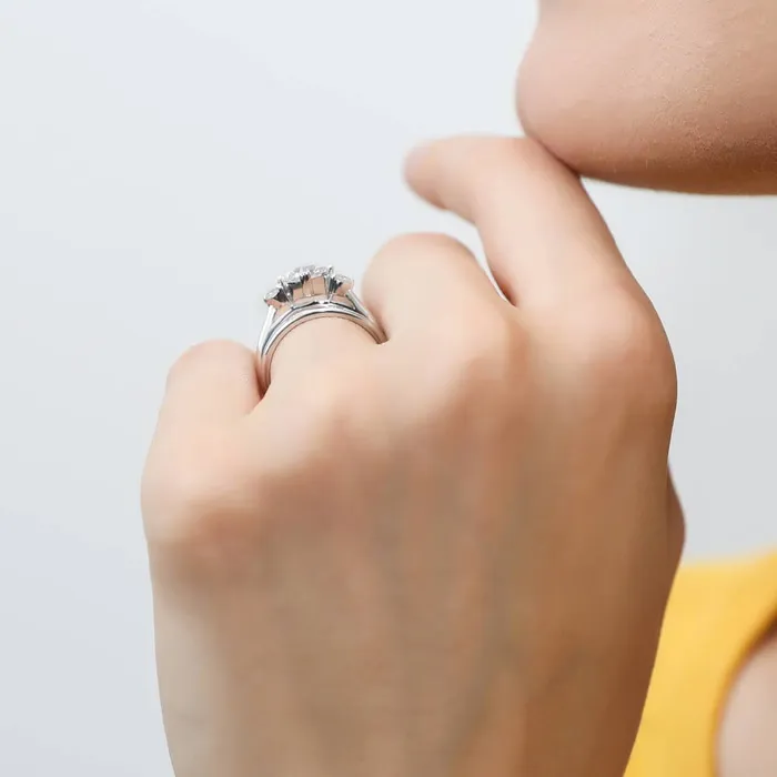 BERRICLE Rings 3Stone 12ct Asscher CZ Ring Set in Sterling Silver