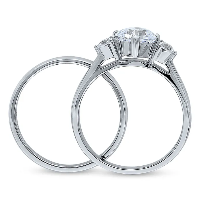 BERRICLE Rings 3Stone 12ct Asscher CZ Ring Set in Sterling Silver