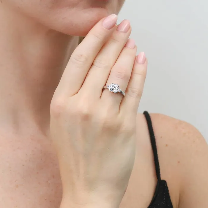 BERRICLE Rings 3Stone 2ct Cushion CZ Ring in Sterling Silver