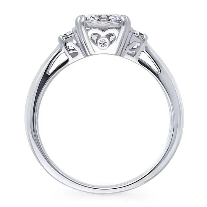 BERRICLE Rings 3Stone 2ct Cushion CZ Ring in Sterling Silver