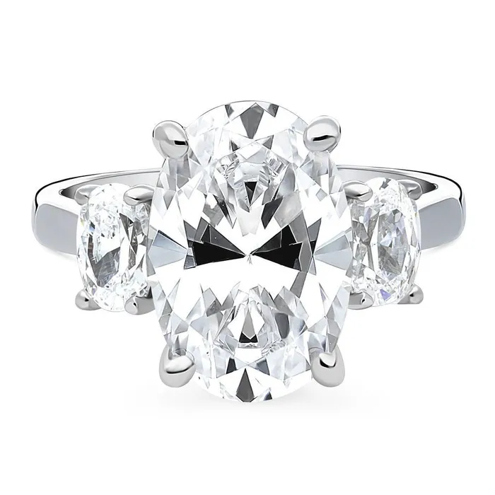 BERRICLE Rings 3Stone 55ct Oval CZ Ring in Sterling Silver