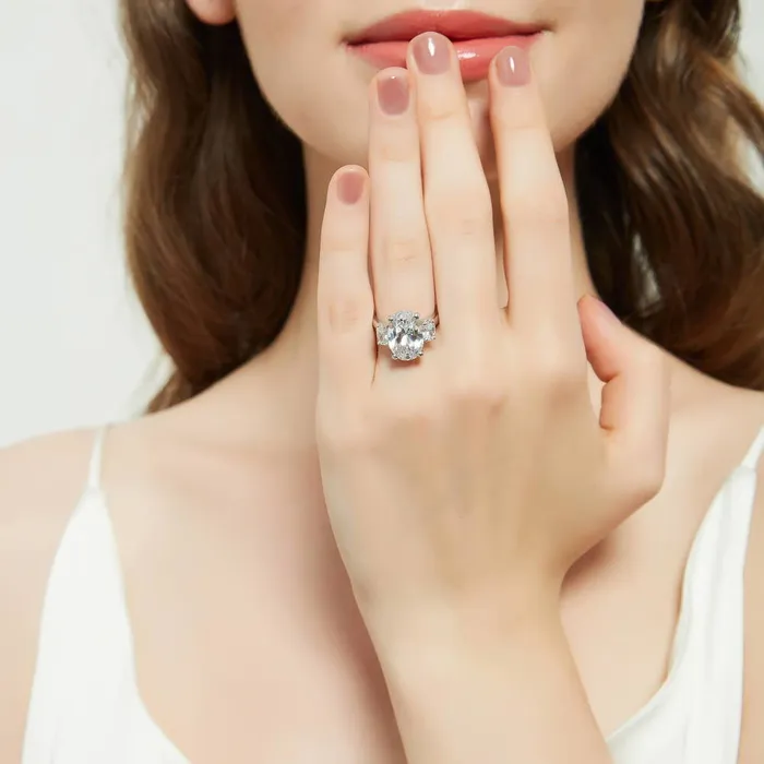 BERRICLE Rings 3Stone 55ct Oval CZ Ring in Sterling Silver