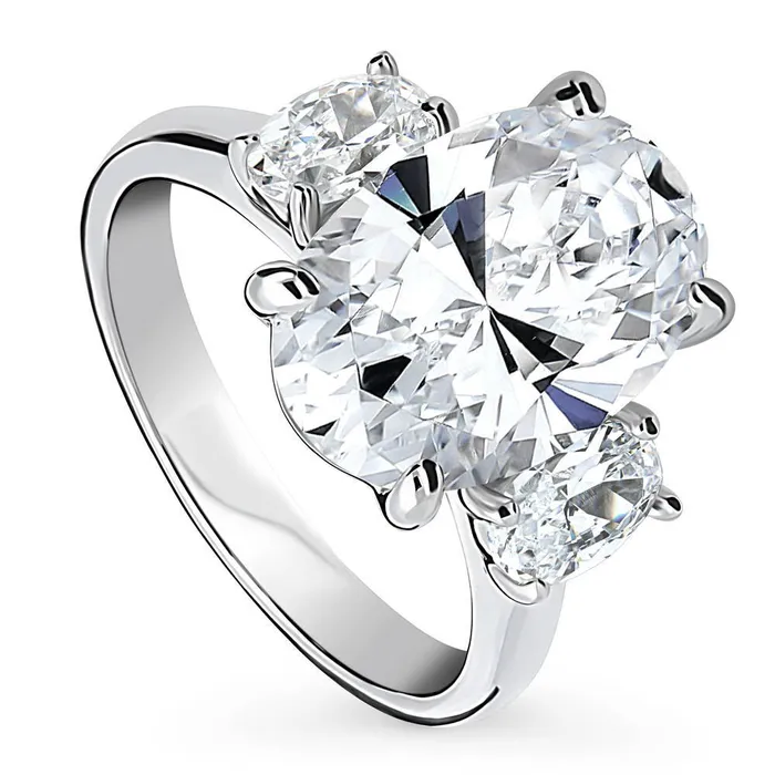 BERRICLE Rings 3Stone 55ct Oval CZ Ring in Sterling Silver