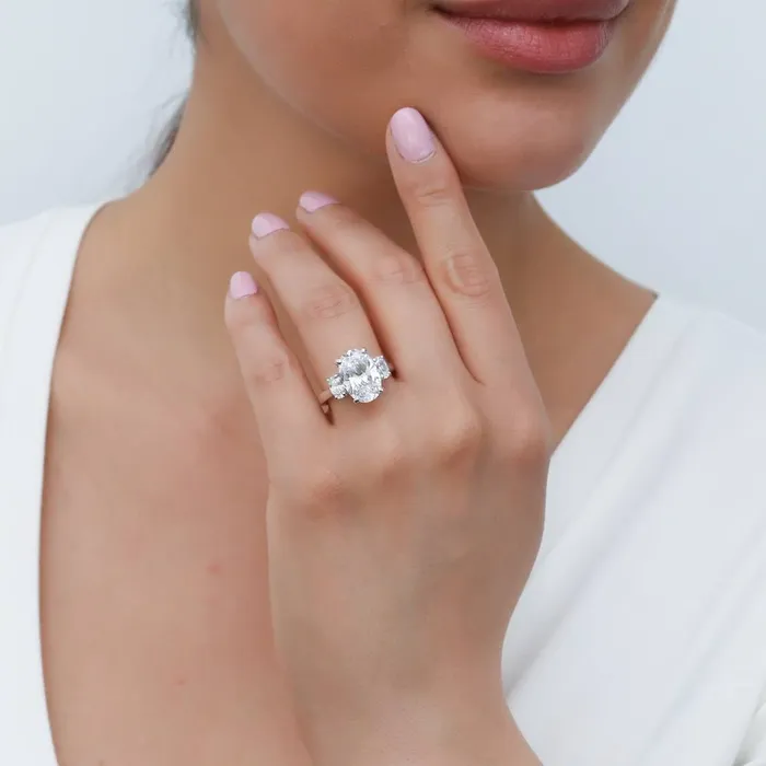 BERRICLE Rings 3Stone 55ct Oval CZ Ring in Sterling Silver