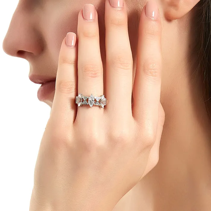 BERRICLE Rings 3Stone Art Deco Marquise CZ Ring in Sterling Silver 135ct