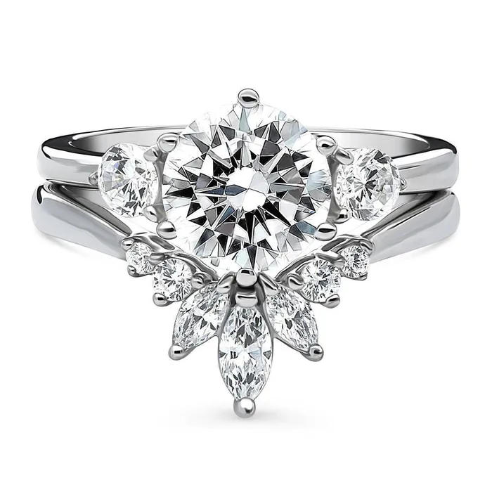 BERRICLE Rings 3Stone Flower 2ct CZ Ring Set in Sterling Silver
