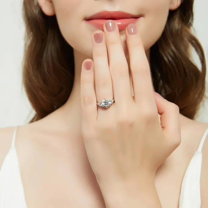 BERRICLE Rings 3Stone Flower 2ct CZ Ring Set in Sterling Silver