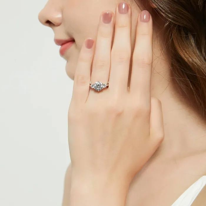 BERRICLE Rings 3Stone Flower 2ct CZ Ring Set in Sterling Silver