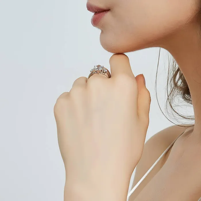 BERRICLE Rings 3Stone Flower 2ct CZ Ring Set in Sterling Silver
