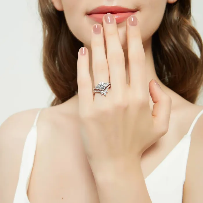 BERRICLE Rings 3Stone Flower 2ct CZ Ring Set in Sterling Silver