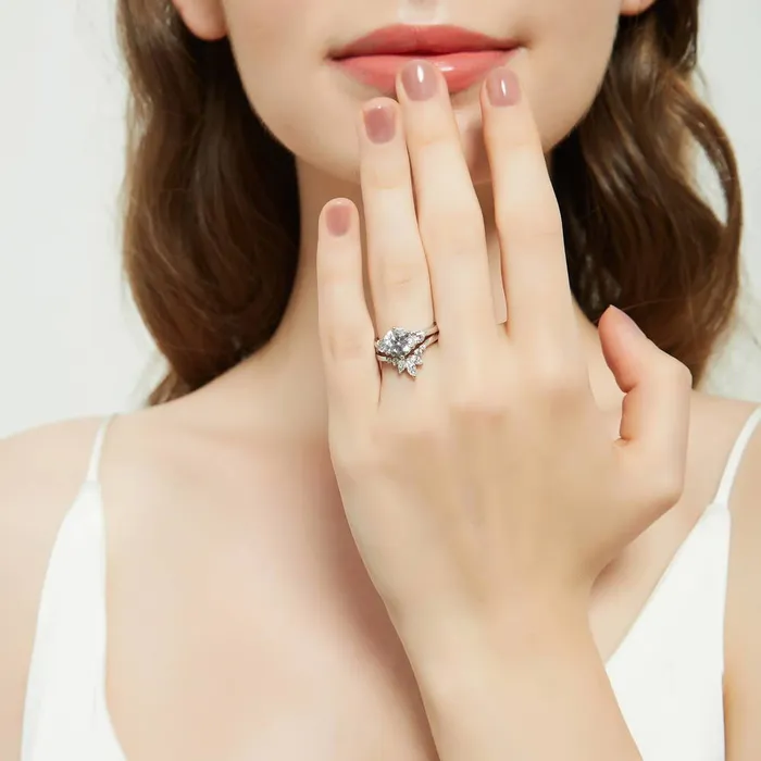 BERRICLE Rings 3Stone Flower 2ct CZ Ring Set in Sterling Silver