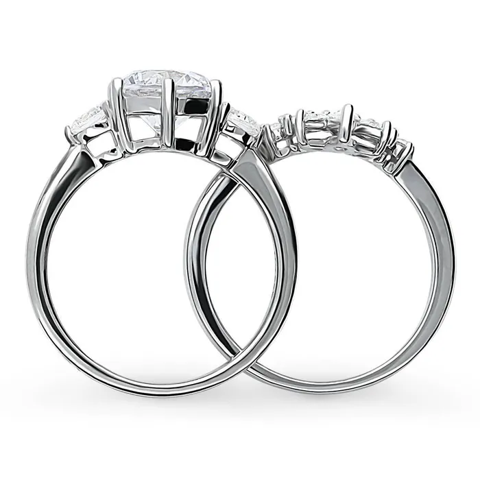 BERRICLE Rings 3Stone Flower 2ct CZ Ring Set in Sterling Silver