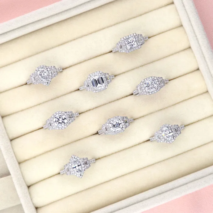 BERRICLE Rings 3Stone Halo 16ct CZ Ring in Sterling Silver
