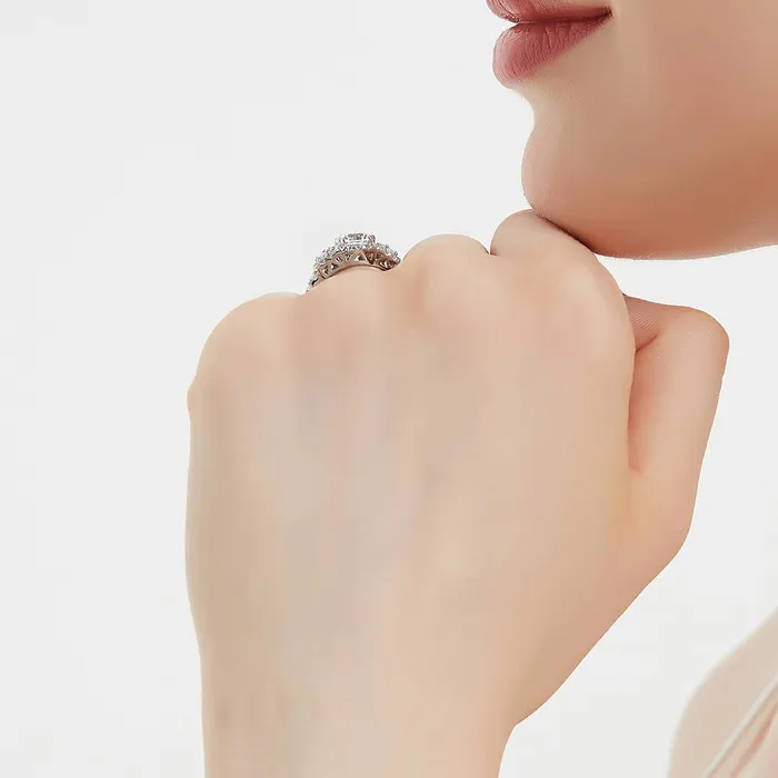 BERRICLE Rings 3Stone Halo 16ct CZ Ring in Sterling Silver