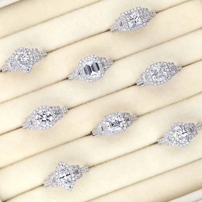 BERRICLE Rings 3Stone Halo 16ct CZ Ring in Sterling Silver