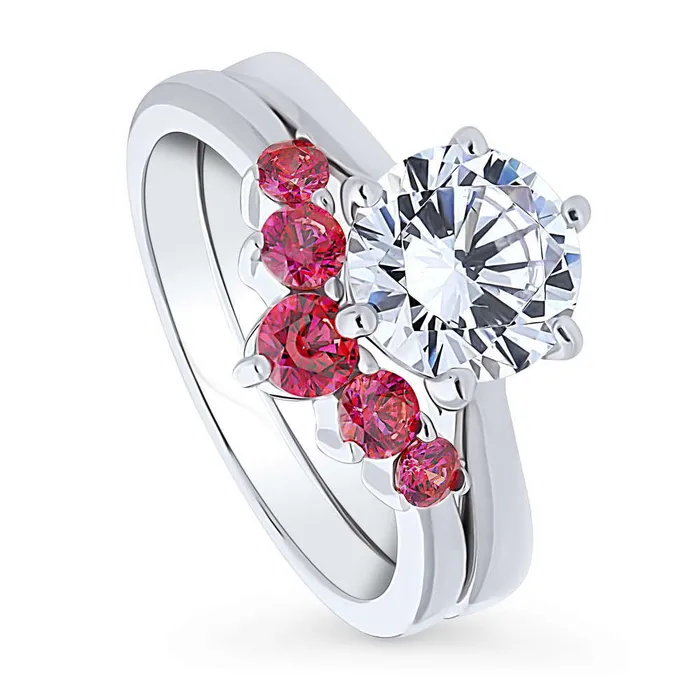BERRICLE Rings 5Stone Solitaire 2ct CZ Ring Set in Sterling Silver
