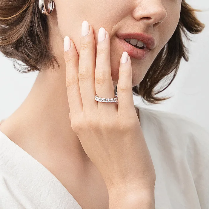BERRICLE Rings Asscher CZ Eternity Ring in Sterling Silver
