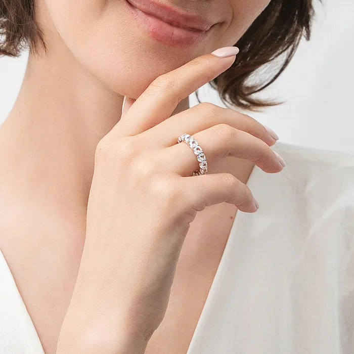 BERRICLE Rings Asscher CZ Eternity Ring in Sterling Silver