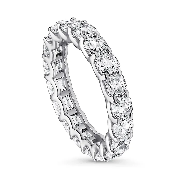 BERRICLE Rings Asscher CZ Eternity Ring in Sterling Silver