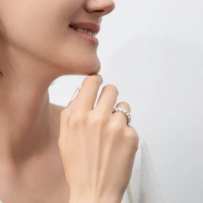 BERRICLE Rings Asscher CZ Eternity Ring in Sterling Silver