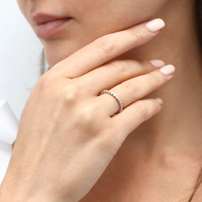BERRICLE Rings Bubble Channel CZ Eternity Ring Set in Sterling Silver