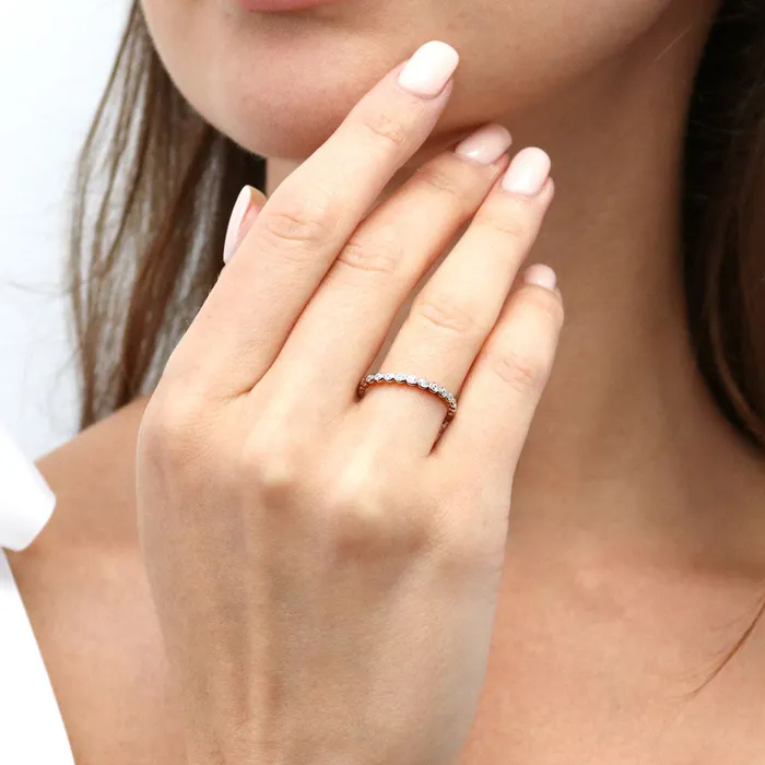 BERRICLE Rings Bubble Channel CZ Eternity Ring Set in Sterling Silver
