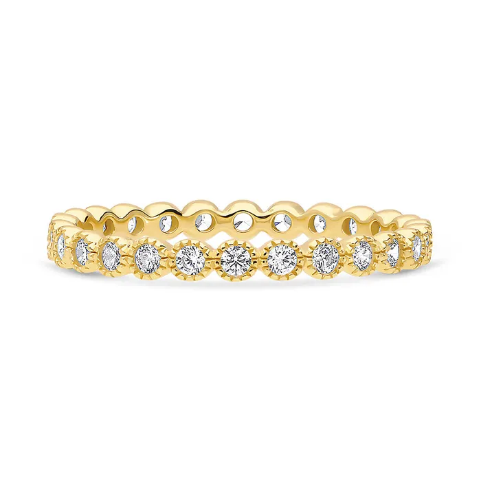 BERRICLE Rings Bubble Milgrain CZ Eternity Ring in Gold Flashed Sterling Silver